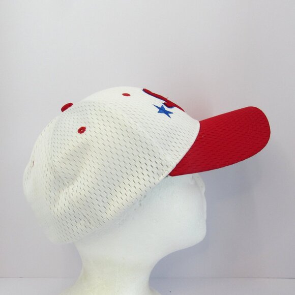 S W & Blue Stars Embroidered Logo Men White & Red Pacific Med-XL 7 3/8-8 Cap Hat - Picture 4 of 8